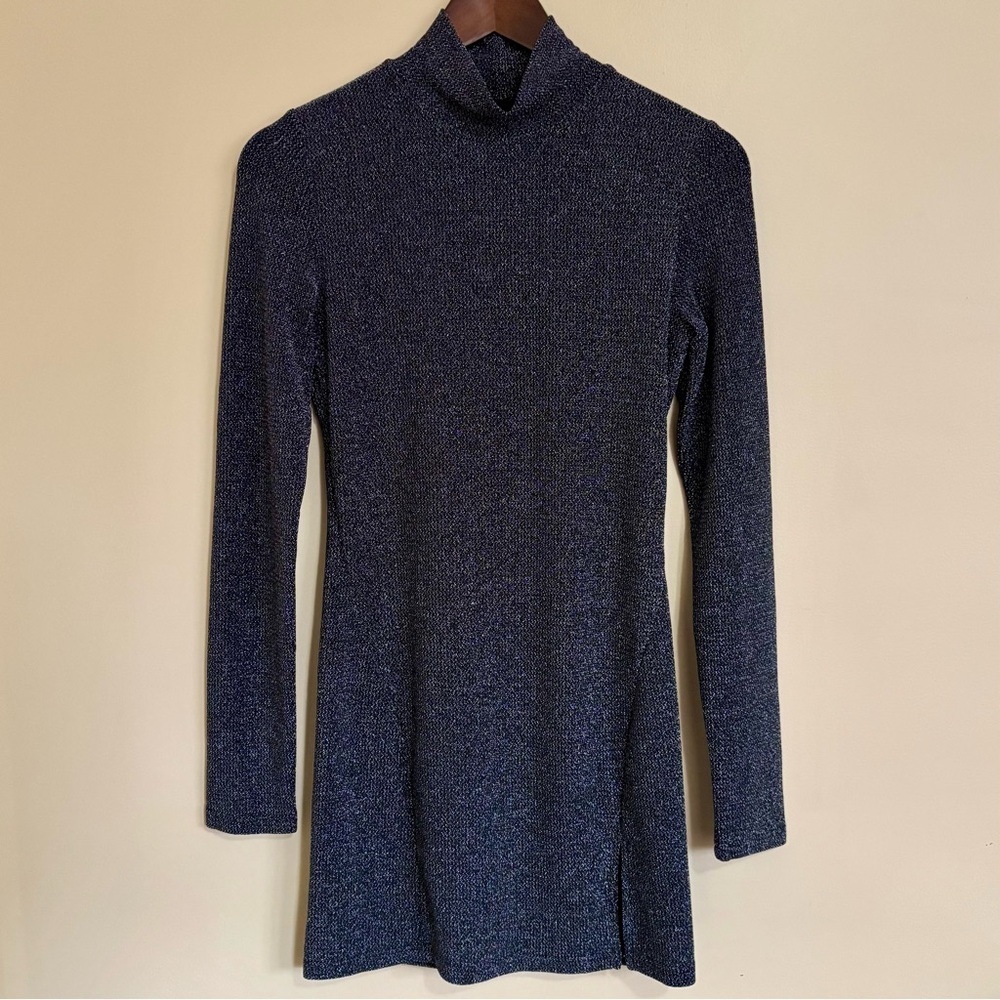 OAK + FORT| Gunmetal Black/Silver Long-Sleeve Dress Sz XS